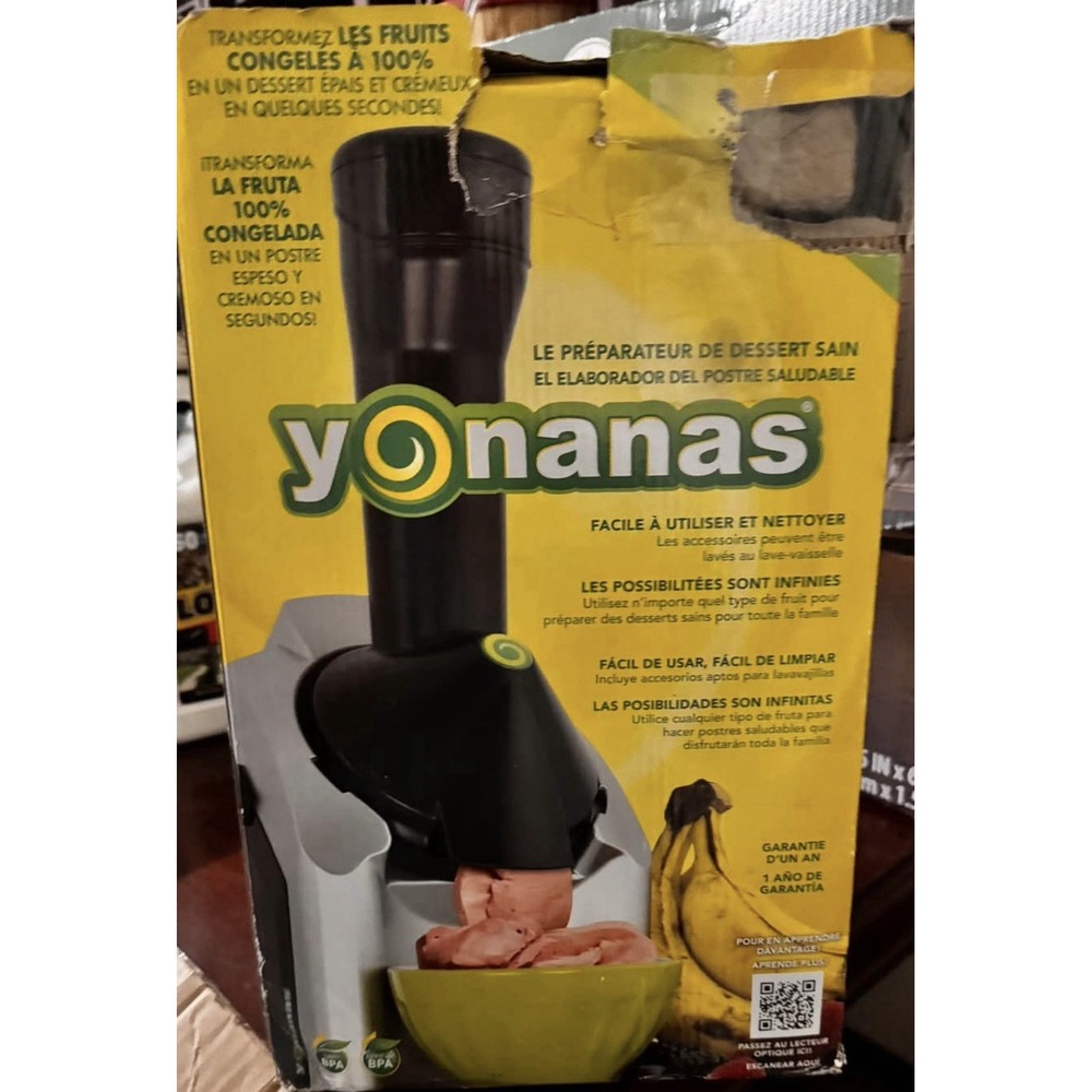 Yonanas Classic IC902ESV23 Soft Serve Maker Silver Black BPA Free Recipe Book